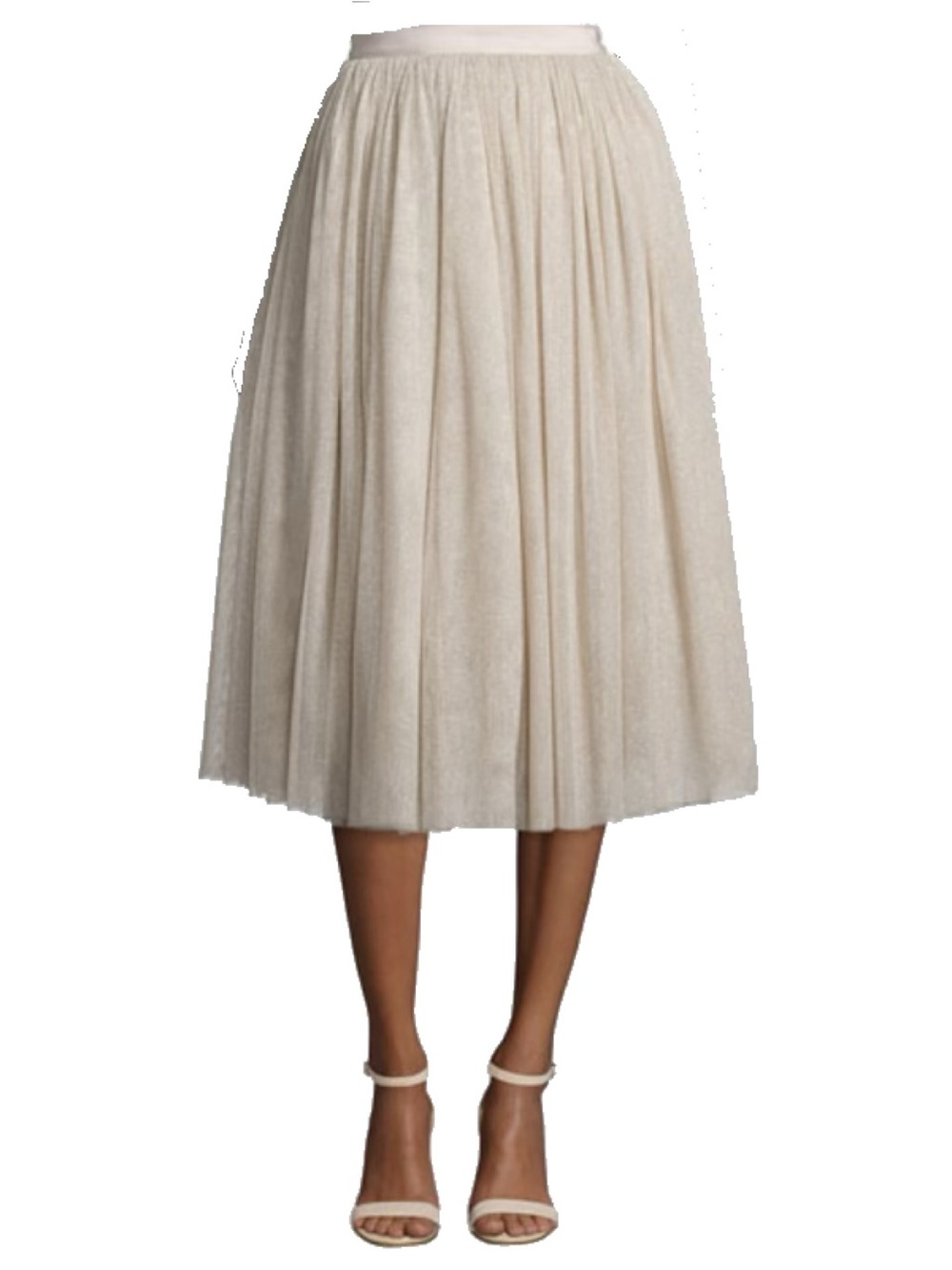 Elizabeth and James Neutral Tan A-Line Tulle Skirt
